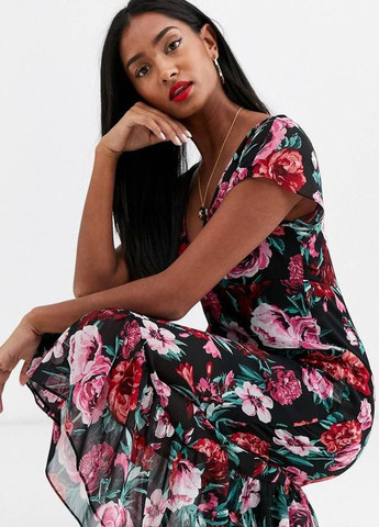 Комбінована мідіплаття з принтом троянд Stradivarius з квітковим принтом