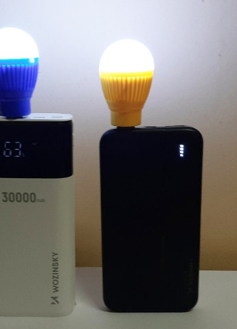 USB LED Лампочка, Комплект 2 шт. Желто-Синий, 2W / 5В, Портативная светодиодная USB лампа для павербанка Martec (256900195)