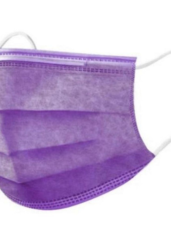 Маска медицинская трехслойная на резинках с носовым зажимом нестерильная 50 штук в пакете Фиолетовый Славна (267147668)