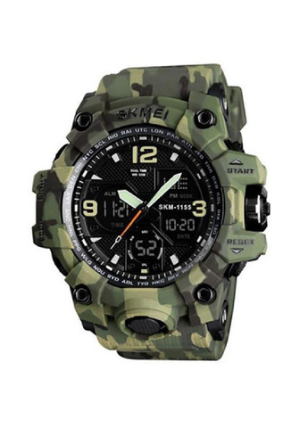 Наручные мужские спортивные часы с подсветкой таймером будильником 55х52х17 мм (475946-Prob) Зеленый камуфляж Unbranded (275068625)