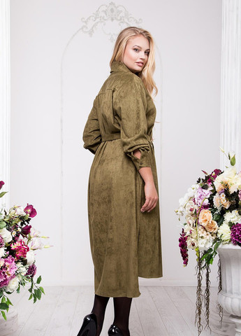 Оливкова (хакі) плаття - рубашка DIMODA з квітковим принтом