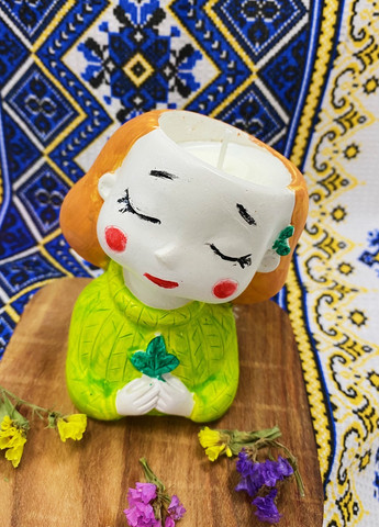 Свеча соевая в кашпо серия "Украиночка" - Катруся No Brand (257825383)