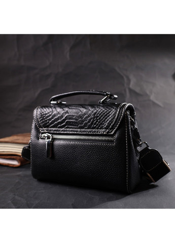 Шкіряна сумка для жінок з цікавою засувкою 22416 Чорний Vintage (276457608)