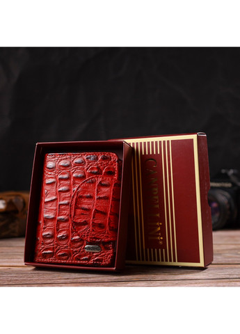 Женское фактурное портмоне среднего размера из натуральной кожи с тиснением под крокодила 21807 Красное Canpellini (259874039)