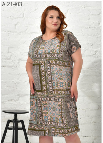 Оливкова (хакі) повсякденний жіноче літне плаття великого розміру SK