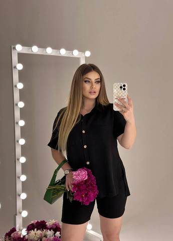 Женский костюм блуза и шорты цвет черный р.44/46 435613 New Trend (259406212)