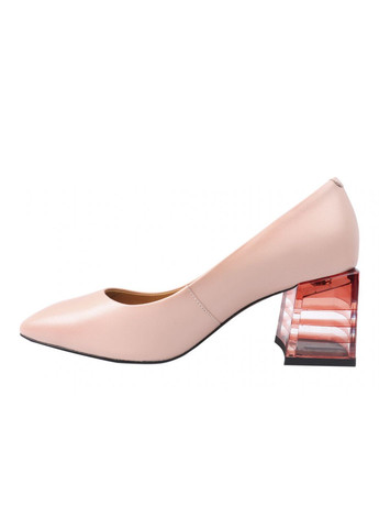 Туфлі жіночі з натуральної шкіри, на великому каблуці, рожеві, Oeego 73-21dt (257437586)