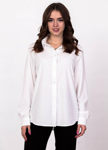 Молочна блузка - сорочка жіноча 051 однотонний софт молочна Актуаль