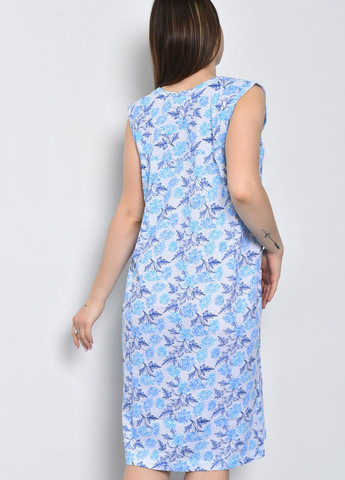 Нічна сорочка жіноча білого кольору з блакитними вставками Let's Shop (271958500)