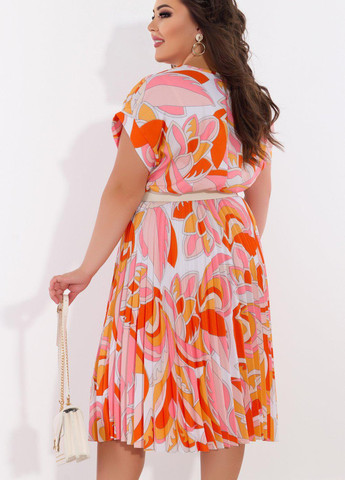 Рожева сукні великіх розмірів гарне плаття зі спідницею в складку (54551) Lemanta
