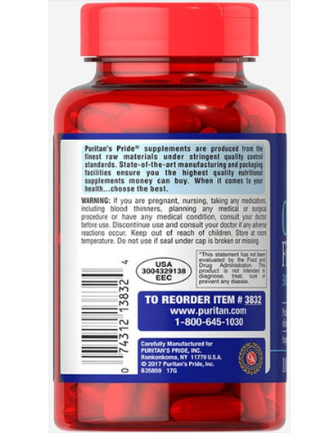 Puritan's Pride Omega-3 Fish Oil 1000 mg 100 Softgels Puritans Pride (256719906)