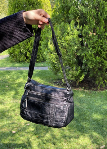 Жіноча сумка через плече 10186 крос-боді на декілька відділень чорна No Brand (262984618)