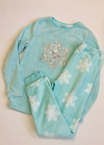 Блакитна зимня плюшева тепленька піжамка свитшот + брюки Primark