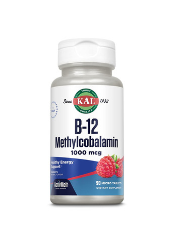 Втамин B12 Метилкобаламин B12 Methylcobalamin 1000мкг - 60 таб Малина KAL (278006898)