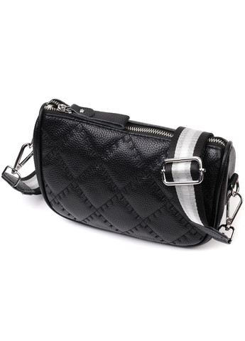 Кожаная женская сумка полукруглого формата на плечо 22394 Черная Vintage (276457602)