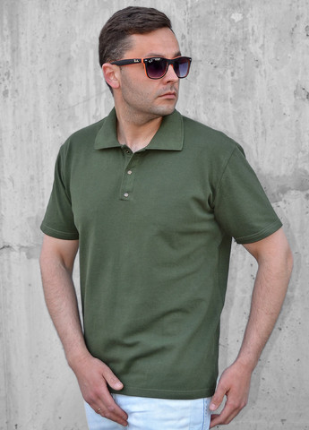 Оливковая (хаки) мужская футболка поло ZM однотонная
