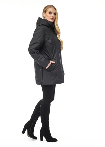 Чорна демісезонна жіноча куртка в чорному кольорі DIMODA Стильна куртка від українського виробника