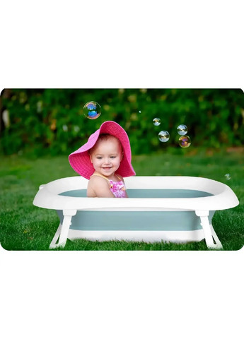 Складная компактная портативная ванночка с подушкой нескользящей отделкой для детей малышей (475152-Prob) Бело-голубая Unbranded (262452217)