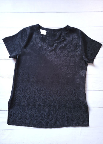Чёрная блуза женская летняя однотонная в узор No Brand
