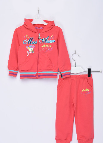 Кораловий демісезонний спортивний костюм дитячий для дівчинки з капюшоном коралового кольору Let's Shop