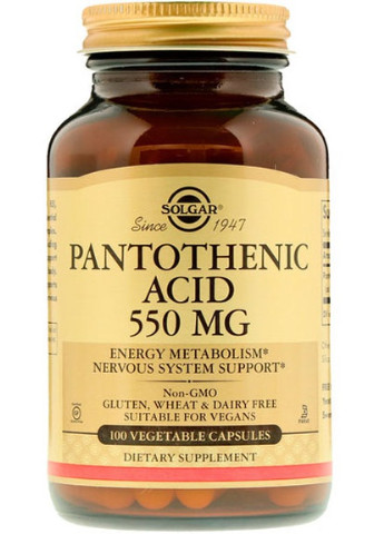 Pantothenic Acid 550 mg 100 Veg Caps Solgar (256721558)