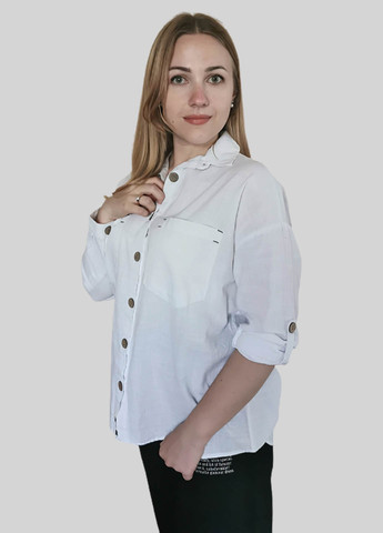 Сорочка жіноча оверсайз бавовна біла Luvete (259731657)