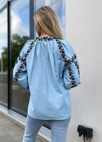 Жіноча блузка вишиванка Квітка блакитна You Best (277963314)