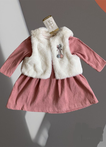 Розовое платье и жилетка Serkon (260074205)