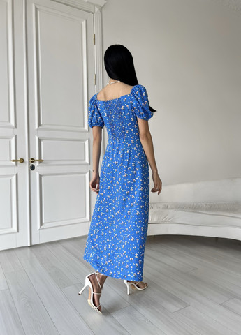 Синее кэжуал платье Larionoff с цветочным принтом