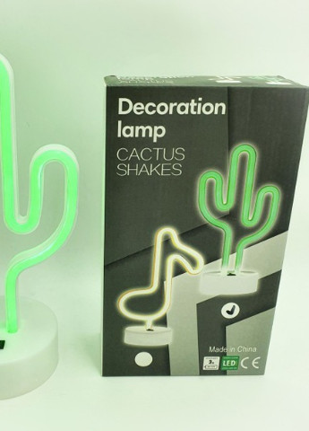 Настольный декоративный неоновый светильник-ночник Кактус (29,5х14,5 см, USB или батареи) - Зеленый Forus neon decoration lamp (257033363)