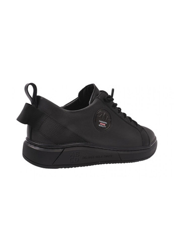 Черные кроссовки мужские из натуральной кожи, на низком ходу, на шнуровке, черные, Lifexpert 607-21DTC