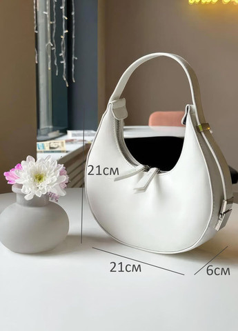 Жіноча маленька сумка хобо / сумочка багет через плече / молодіжна трендова сумочка півмісяць Білий 70143 DobraMAMA (276062793)