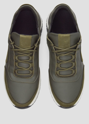 Оливковые (хаки) демисезонные мужские кроссовки из натуральной кожи цвета хаки Villomi