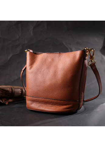 Невелика сумка жіноча з автономною косметичкою всередині з натуральної шкіри 22366 Коричнева Vintage (276457475)