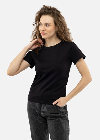 Чорна всесезон жіноча футболка з коротким рукавом колір чорний цб-00210720 Yuki
