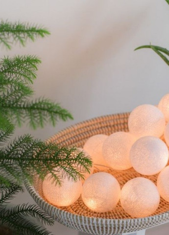 Гирлянда-ночник хлопковые фонарики CBL Белая 35 шт от USB, 4 м Cotton Ball Lights (257960503)