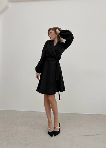 Черное женское платье креп No Brand