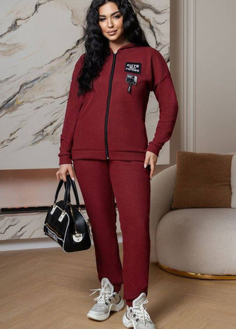 Спортивний костюм жіночий бордового кольору Let's Shop (276774325)