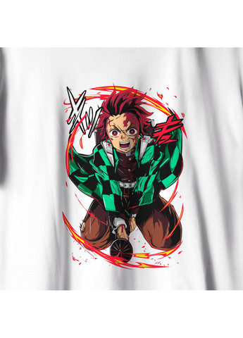 Біла футболка з принтом клинок розсікаючий демонів - танджиро камадо 6 we No Brand