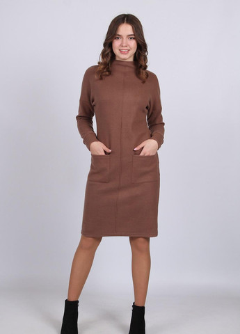 Світло-коричнева кежуал сукня тепла жіноча 114 однотонний ангора в'язка коричневе Актуаль