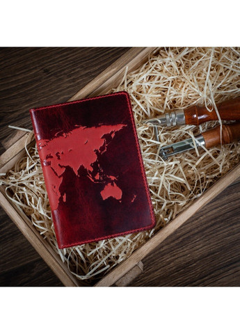 Обложка для паспорта из кожи HiArt PC-01 Shabby Red Berry World Map Красный Hi Art (268371566)