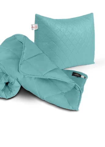 Набір бавовняний №1706 Eco Light BLue Всесезонний Ковдра 200х220 + подушка 50х70 середня (2200002656344) Mirson (258820727)