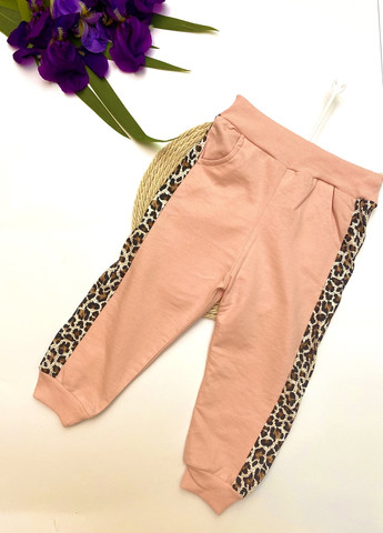 Розовый костюм для девочек з леопардовой вставкой Murat baby