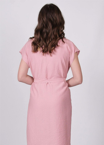 Пудрова кежуал сукня жіноча 062 однотонний льон пудровий Актуаль