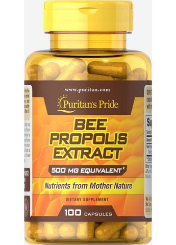 Puritan's Pride Bee Propolis 500 mg 100 Caps Puritans Pride (270199292)