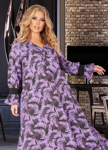 Фиолетовое сукні великіх розмірів стильне довге плаття великого розміру (50081)18923-532 Lemanta