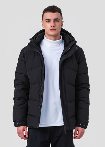 Черная зимняя стильная мужская куртка с модель 23-2227 Black Vinyl