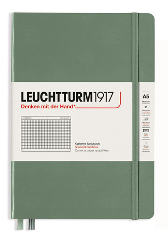 Блокнот Smooth Colours, Средний, Olive, Клетка Leuchtturm1917 (269901141)