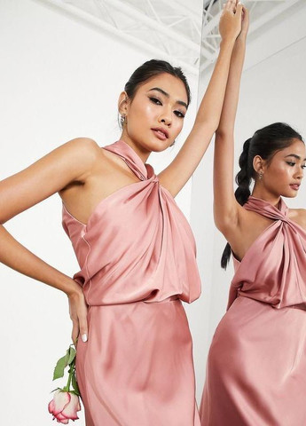 Темно-рожева темно-рожеве атласне плаття макси edition Asos