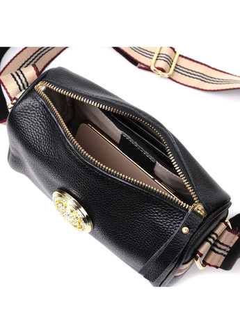 Женская сумка с украшением из натуральной кожи 22262 Черная Vintage (276461730)